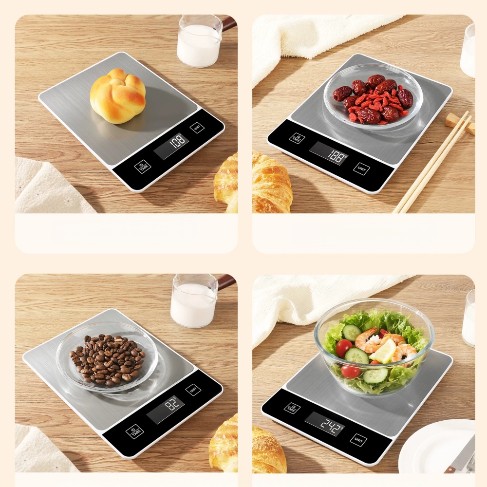 Digital Kitchen Scale Precision Food Scale with LED Display and Waterproof Surface