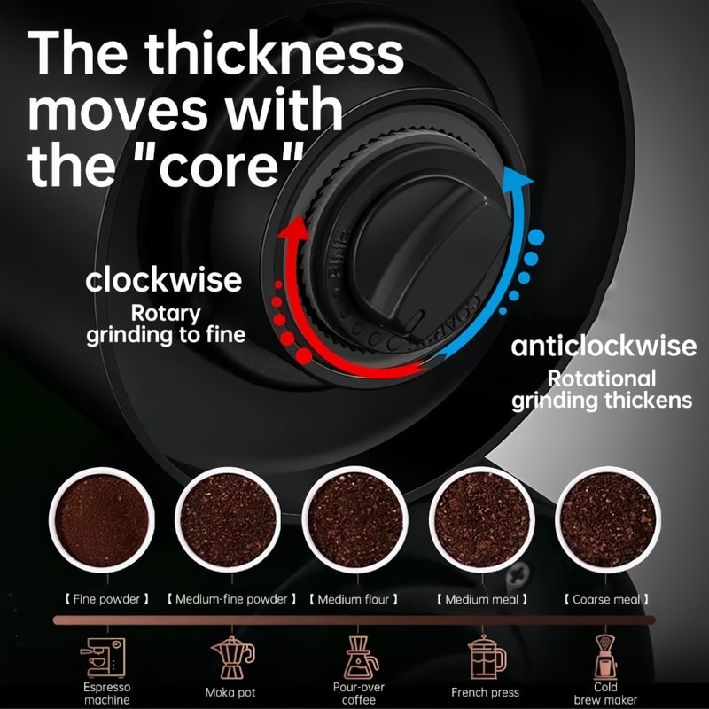 Portable Manual Coffee Grinder with Ceramic Burr Adjustable Settings for Fresh Precision Grinding