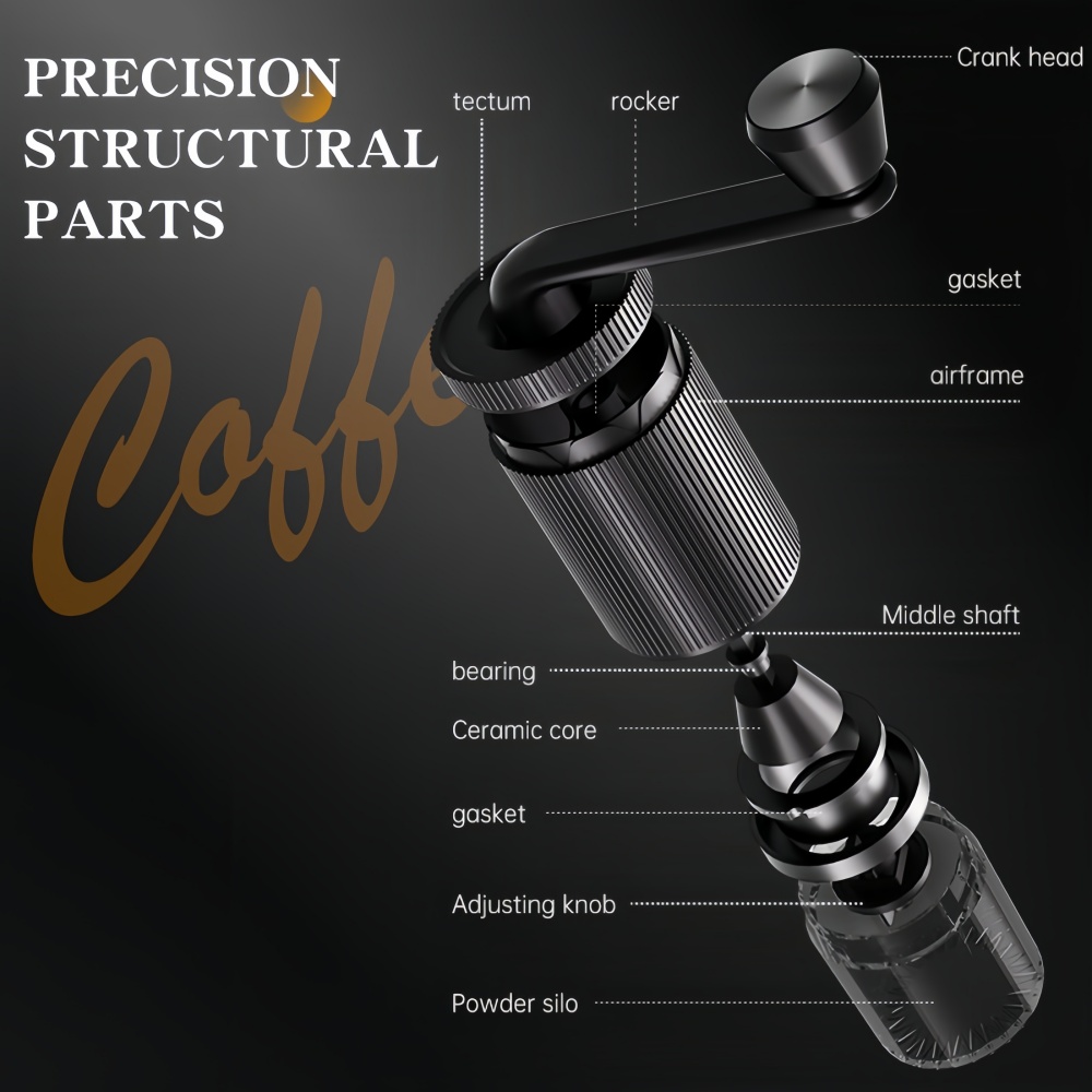 Portable Manual Coffee Grinder with Ceramic Burr Adjustable Settings for Fresh Precision Grinding