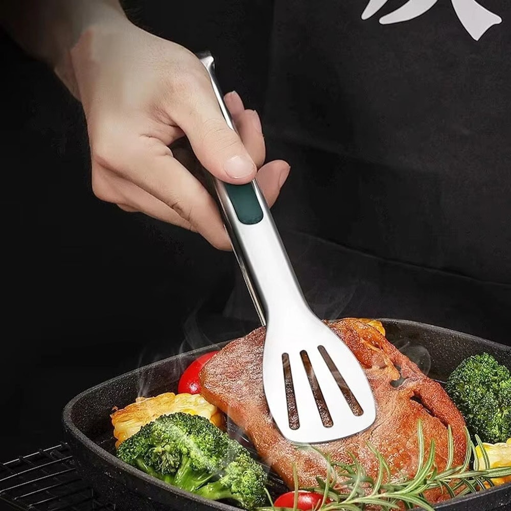 Premium Stainless Steel Kitchen Tongs Non Slip BBQ Grill Food Tongs For Cooking Serving Salad 2