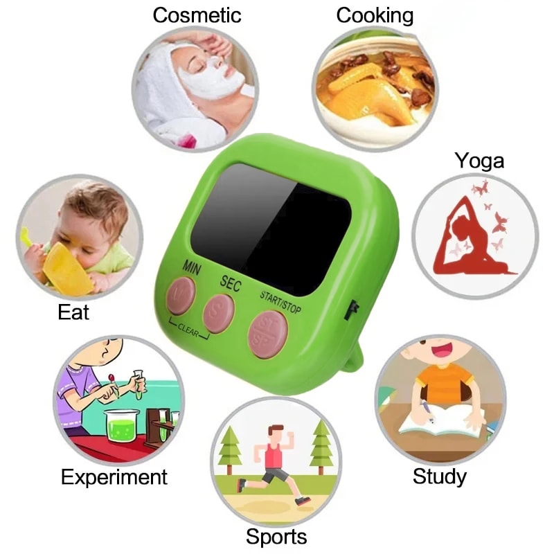 Magnetic Digital Kitchen Timer with Loud Alarm & LCD Display for Precise Cooking