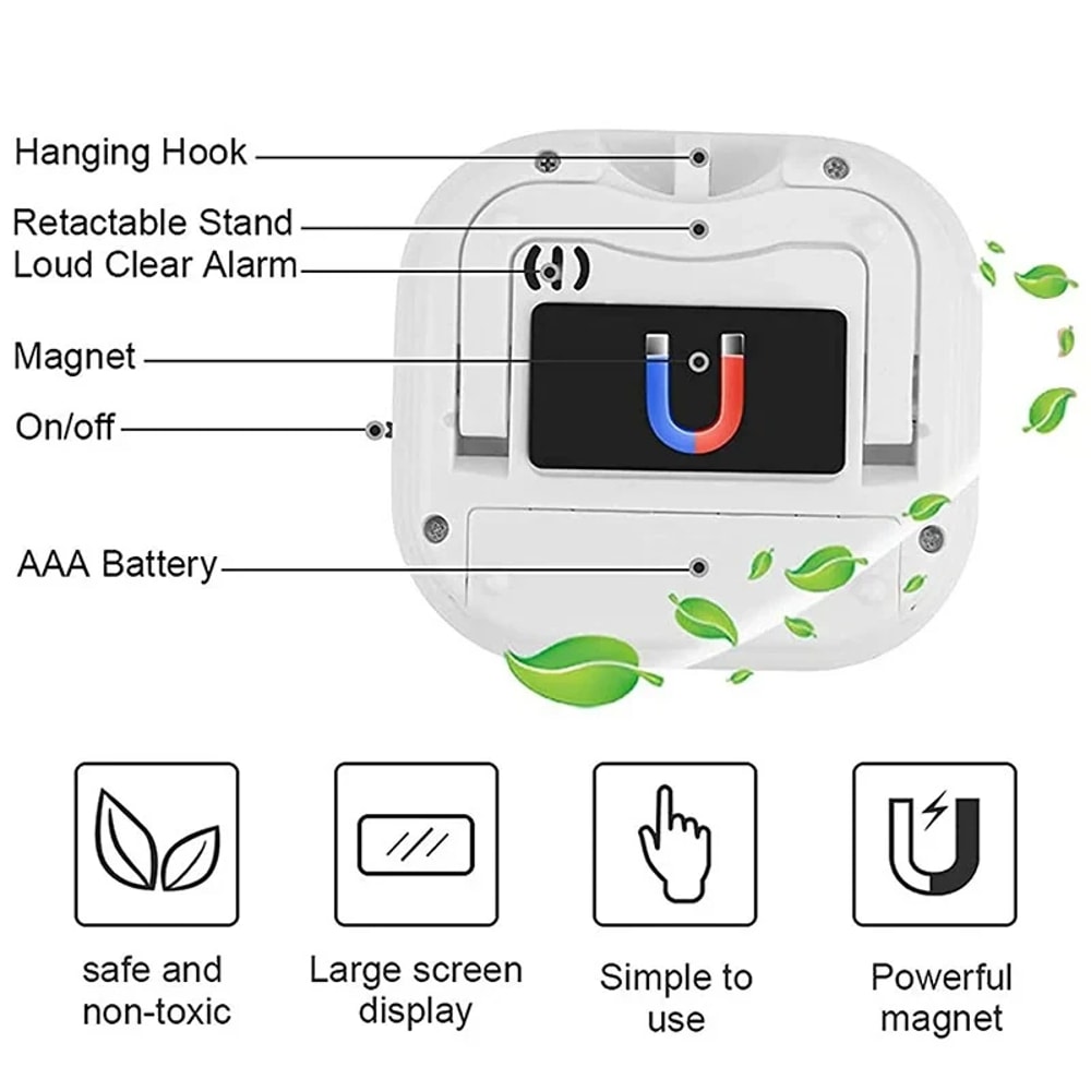 Magnetic Digital Kitchen Timer with Loud Alarm & LCD Display for Precise Cooking