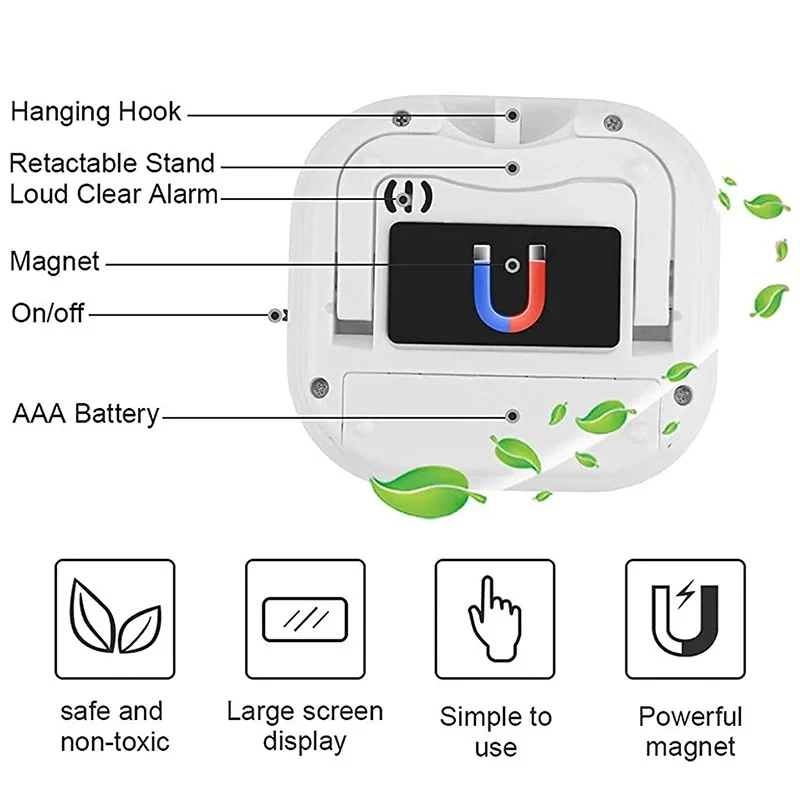 Magnetic Digital Kitchen Timer with Loud Alarm & LCD Display for Precise Cooking