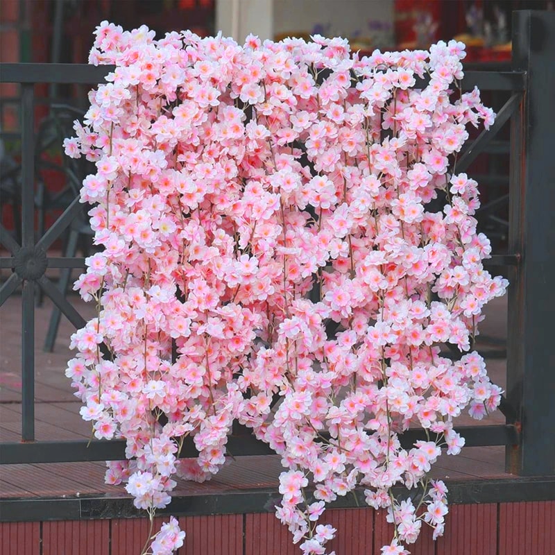 Artificial Sakura Vine Cherry Blossom Garland for Wedding Arch and Event Backdrop Decor