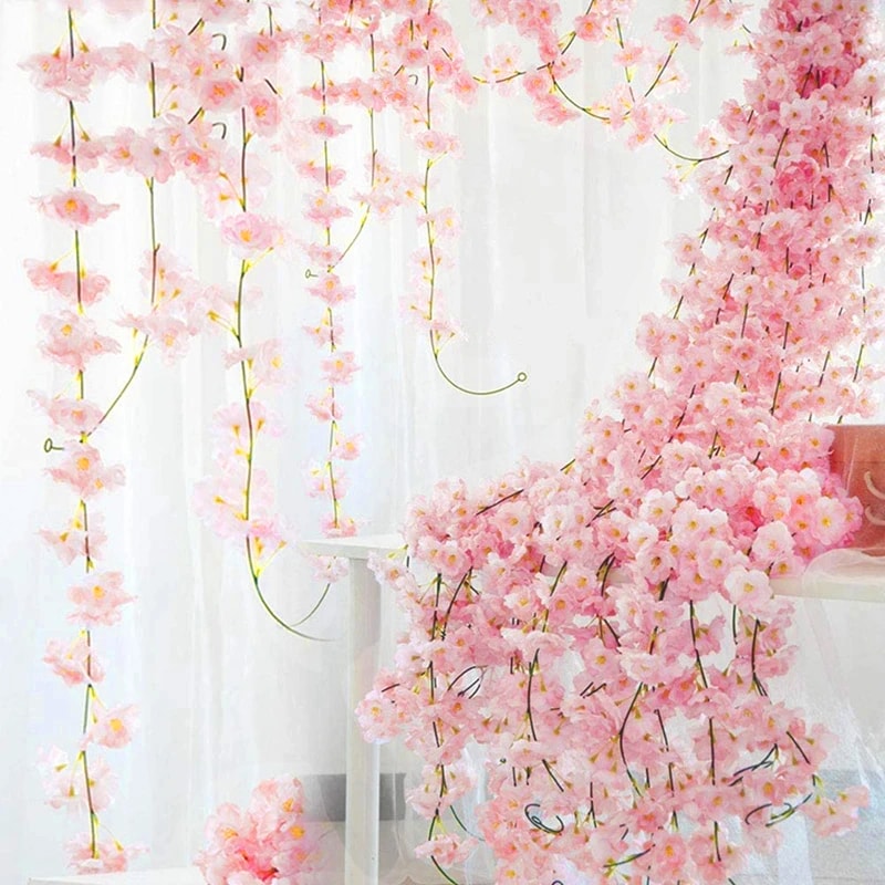 Artificial Sakura Vine Cherry Blossom Garland for Wedding Arch and Event Backdrop Decor