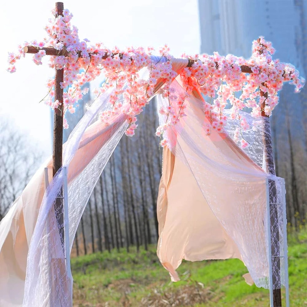 Artificial Sakura Vine Cherry Blossom Garland for Wedding Arch and Event Backdrop Decor