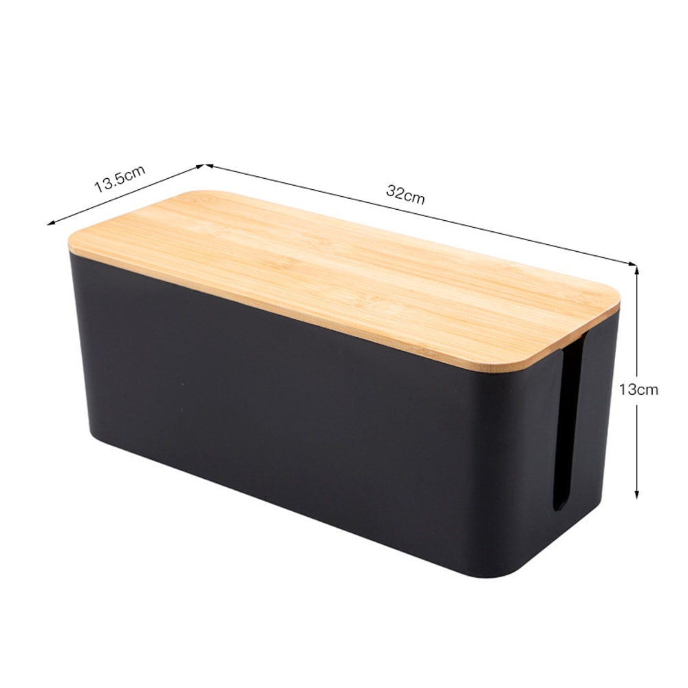 Wooden Cable Organizer Box Dustproof Cord Storage For Clean Desk Cable Management 7