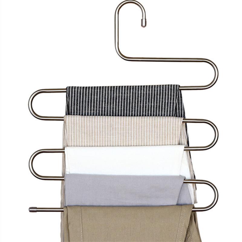 Space Saving Stainless Steel Pants Hanger Rack Multi Layer Non Slip Closet Organizer