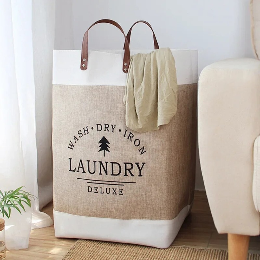 Large Capacity Folding Laundry Basket Durable Fabric Laundry Hamper with Handles
