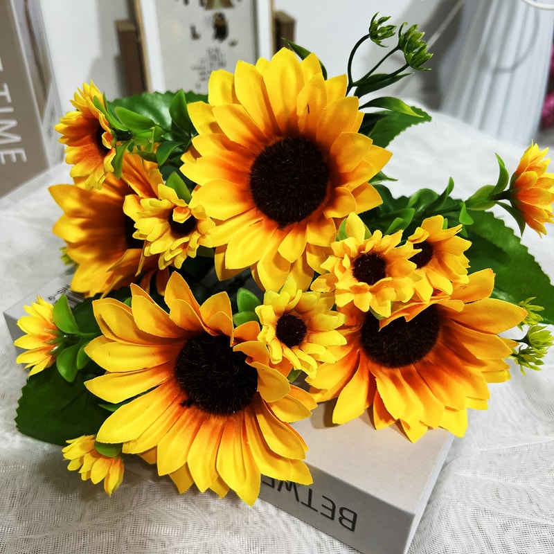 Artificial Sunflower Bouquet Silk Sunflower Flowers for Wedding Decor and Home Styling