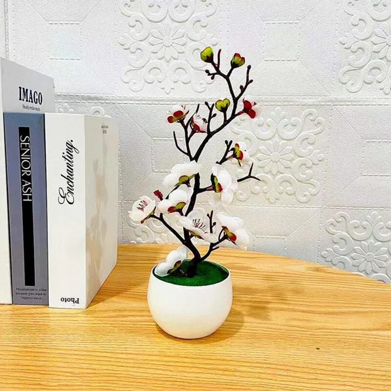 Mini Artificial Bonsai Tree Decor Realistic Faux Plant For Home Office Tabletop 6