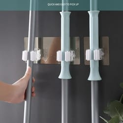 self adhesive mop holder wall mount no drill broom organizer pack