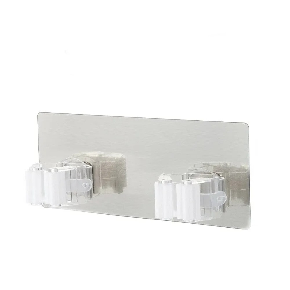 Self Adhesive Mop Holder Wall Mount No Drill Broom Organizer Pack