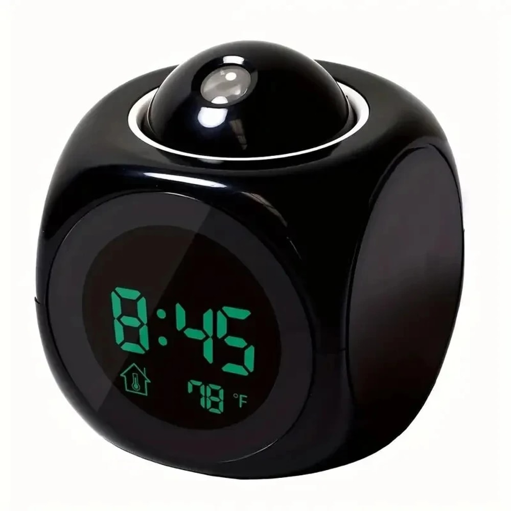 Smart Projection Alarm Clock with Ceiling Display Voice Control and Temperature Monitor