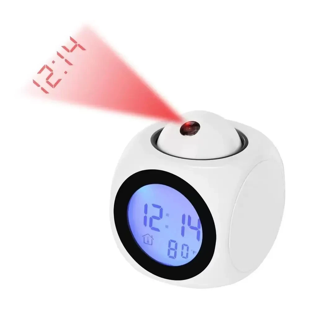 Smart Projection Alarm Clock with Ceiling Display Voice Control and Temperature Monitor