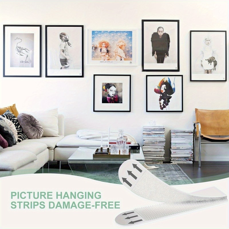 Heavy Duty Adhesive Wall Hooks No Drill Picture Hangers for Damage Free Frame Mounting