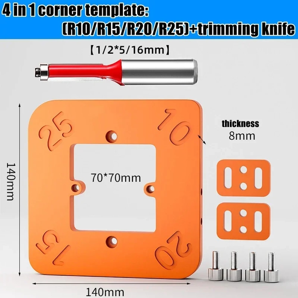 Precision Corner Radius Template Jig Set for Woodworking Router Guide