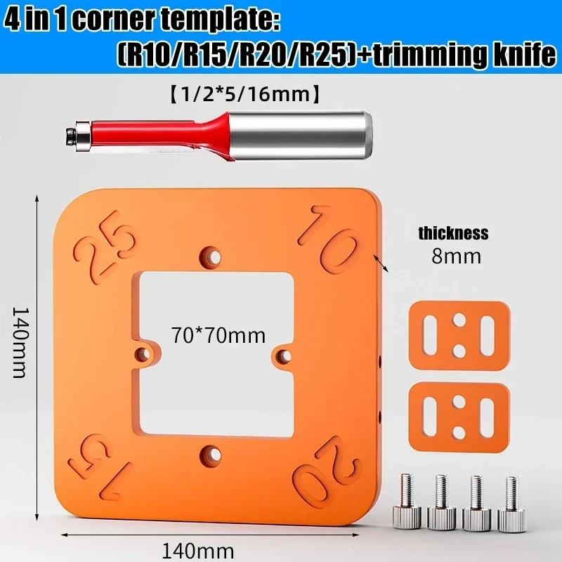 Precision Corner Radius Template Jig Set for Woodworking Router Guide