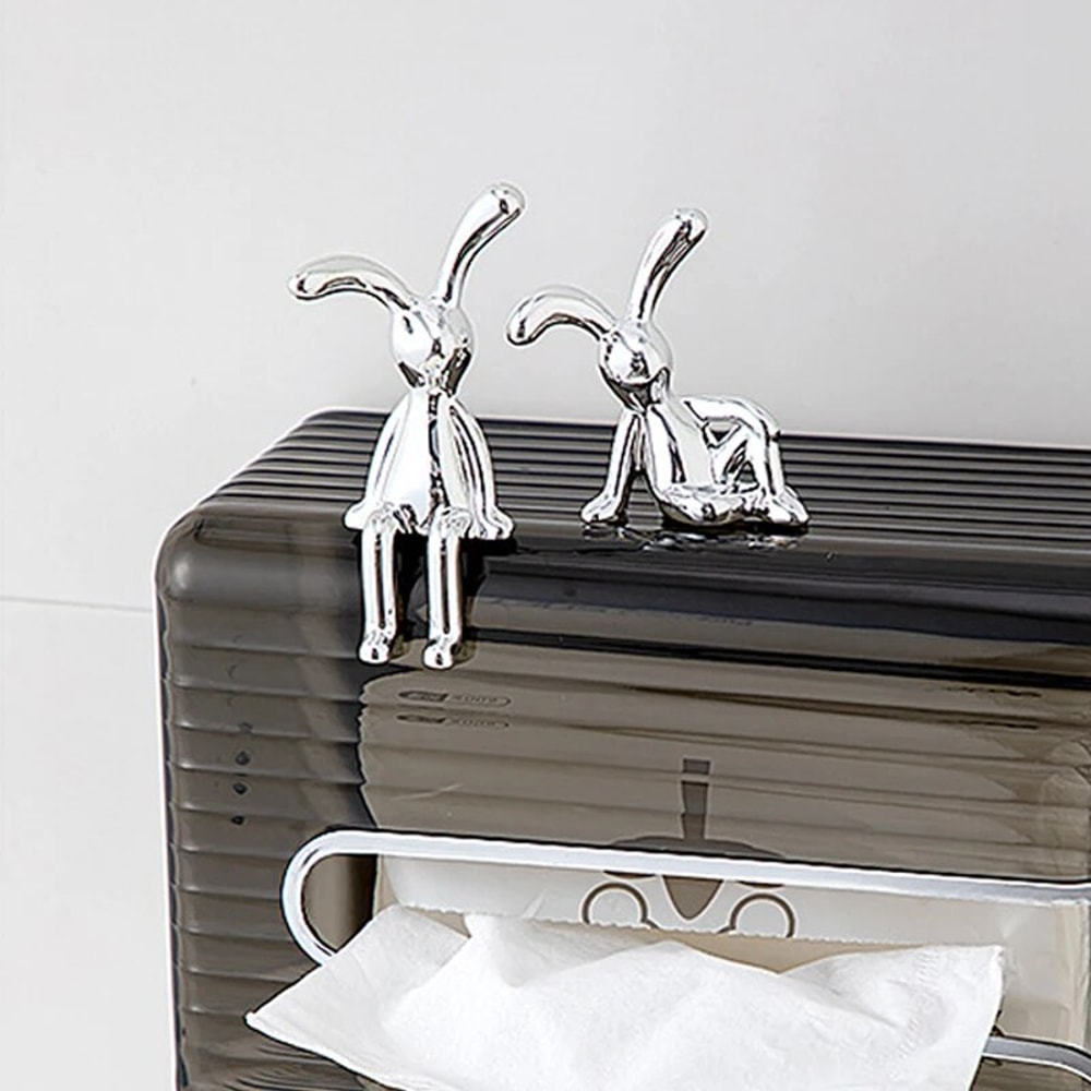 Cute Rabbit Figurine Set Cartoon Double Bunny Home Decor Desk Ornament