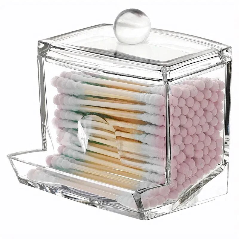Acrylic Cotton Swab Storage Jar with Lid Large Capacity Bathroom Organizer