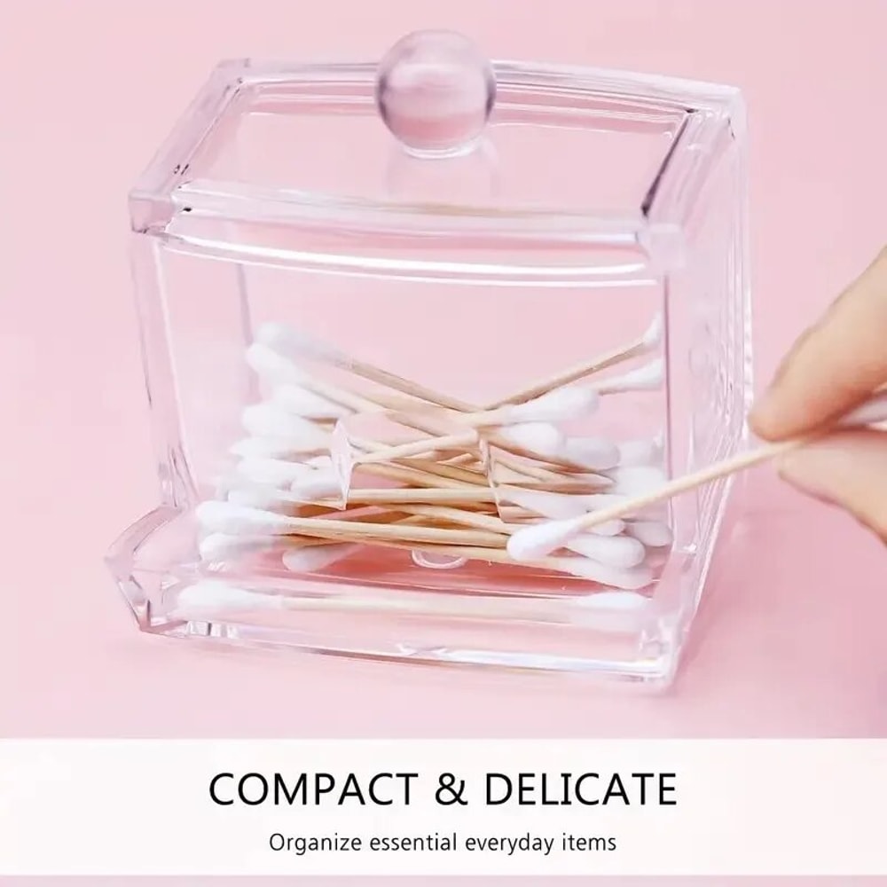 Acrylic Cotton Swab Storage Jar with Lid Large Capacity Bathroom Organizer