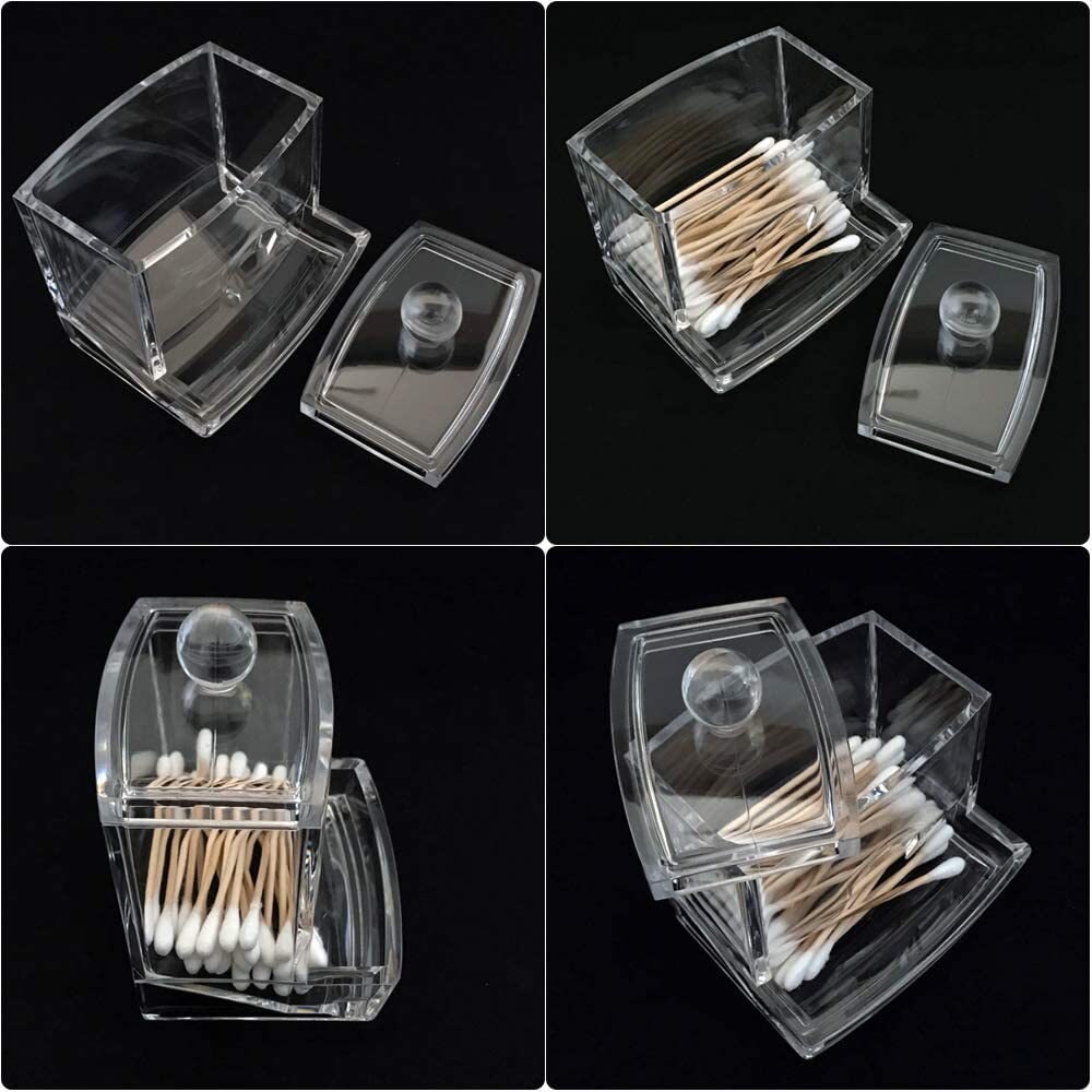Acrylic Cotton Swab Storage Jar with Lid Large Capacity Bathroom Organizer