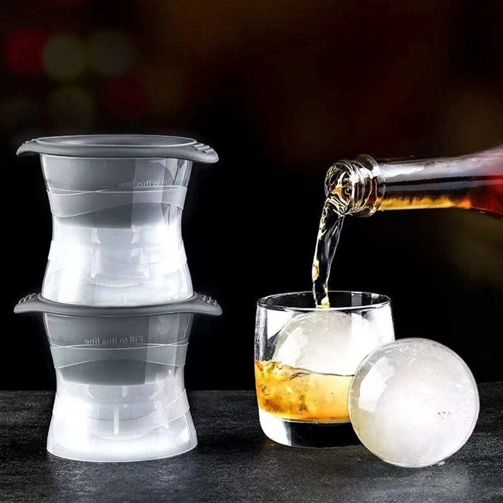 Premium Whiskey Ice Ball Mold Set Large Silicone Ice Sphere Mold For Perfect Cocktail Ice Balls 3