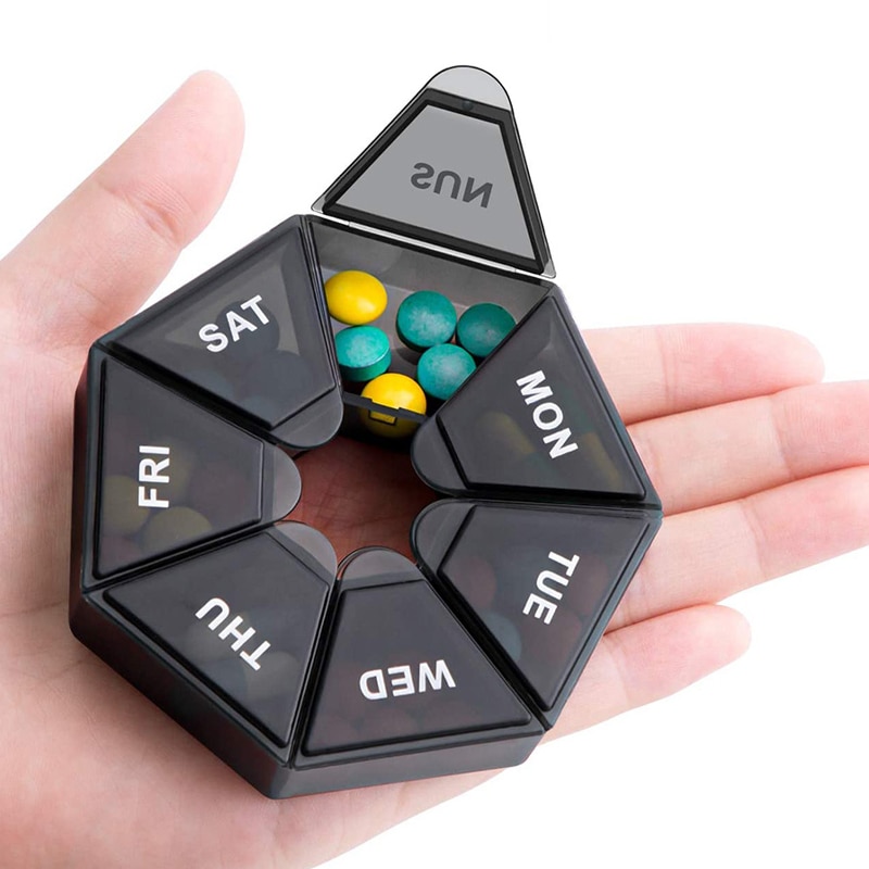 Weekly Pill Organizer Travel Pill Box Day Portable Medicine Case Set 2