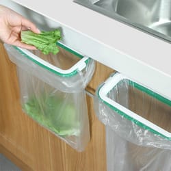 portable kitchen cabinet trash bag holder with lid clip on hanging garbage rack