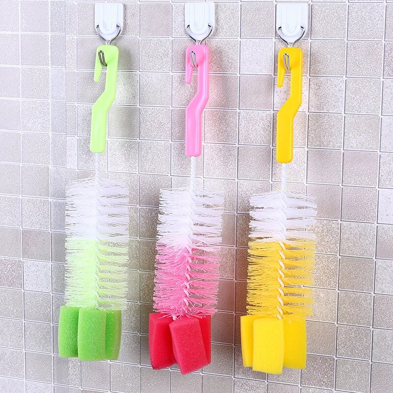 Rotating Baby Bottle Brush Set Long Handle Soft Bristle Cleaner For Bottles Cups And Glassware 1