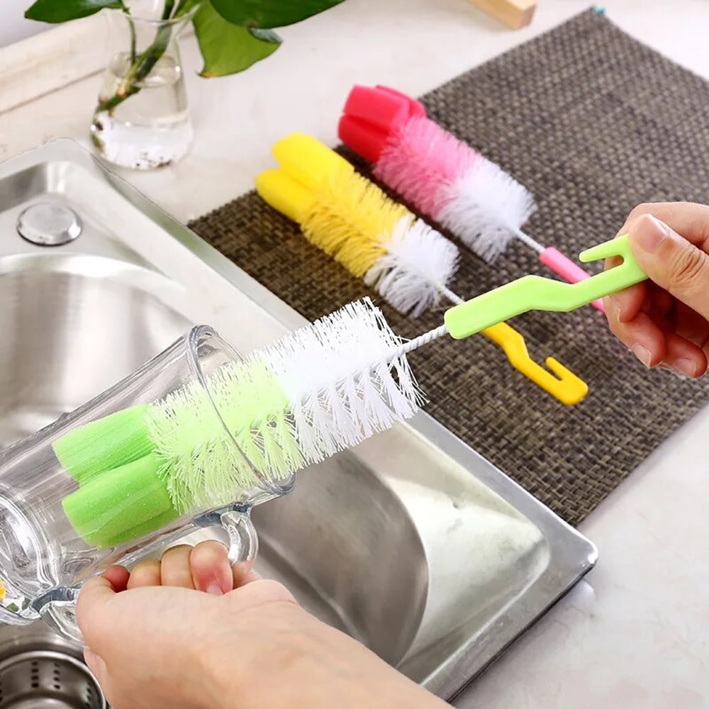 Rotating Baby Bottle Brush Set Long Handle Soft Bristle Cleaner For Bottles Cups And Glassware 2