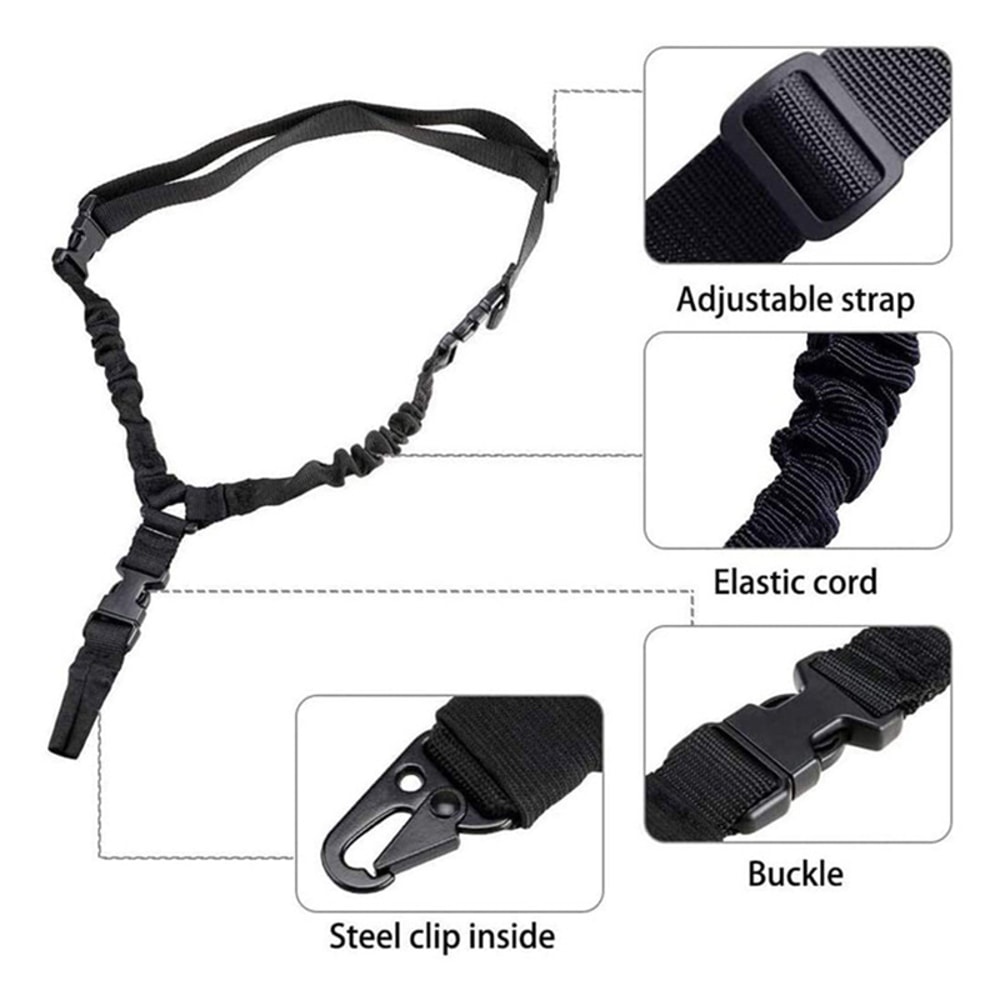Adjustable Point Tactical Gun Sling with Bungee Support for Rifle Hunting & Airsoft