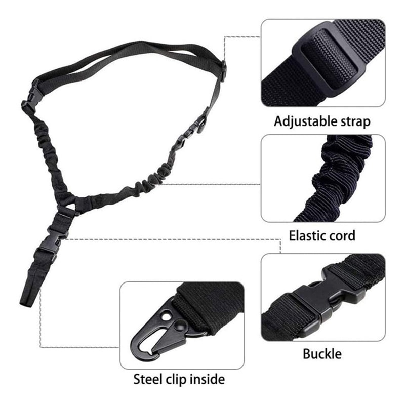 Adjustable Point Tactical Gun Sling with Bungee Support for Rifle Hunting & Airsoft