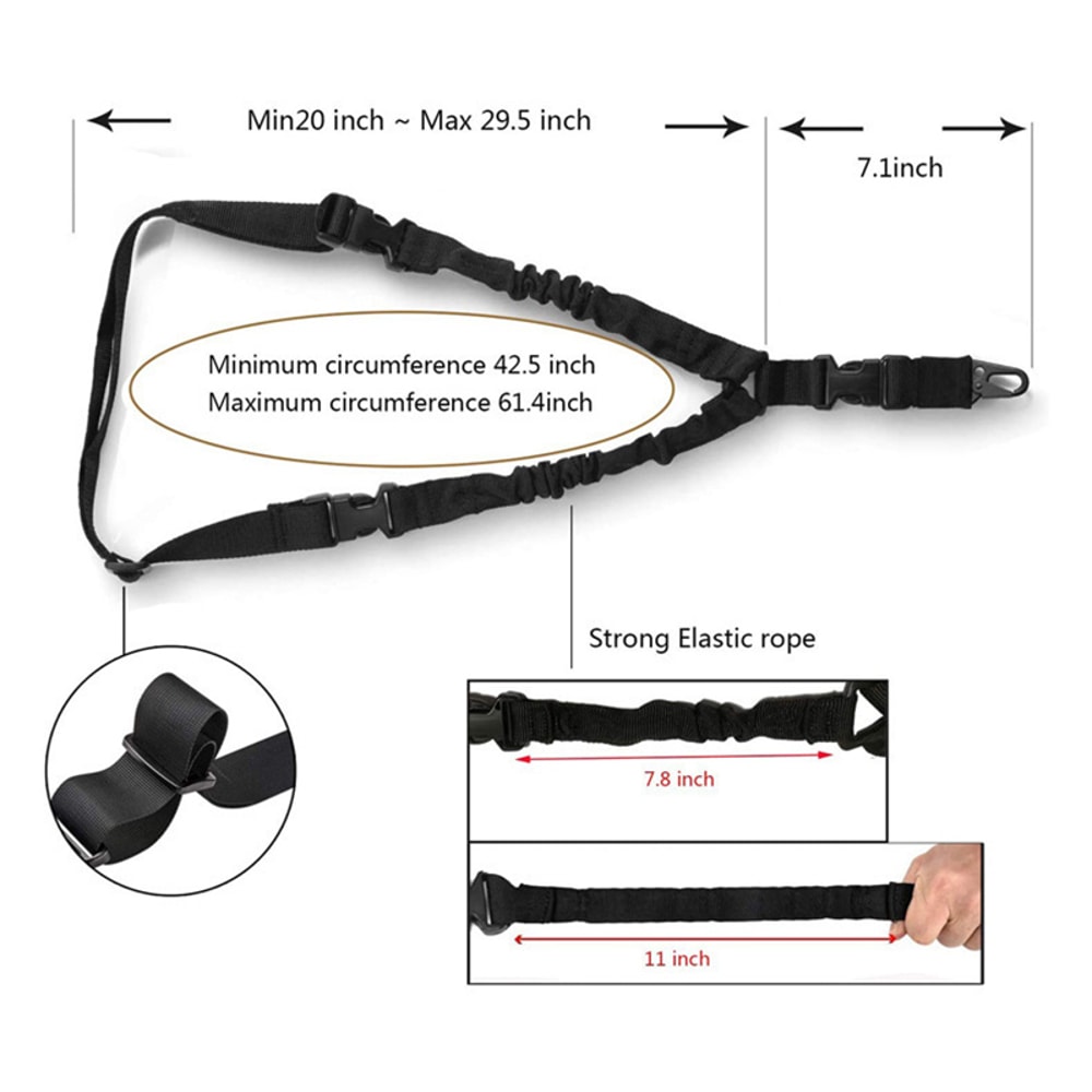 Adjustable Point Tactical Gun Sling with Bungee Support for Rifle Hunting & Airsoft