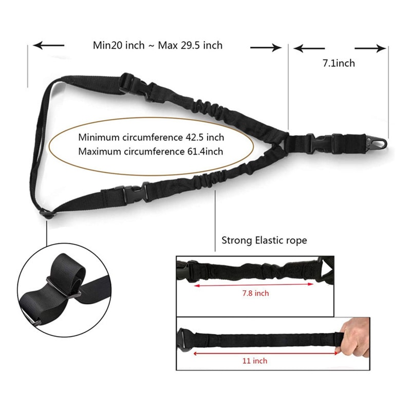Adjustable Point Tactical Gun Sling with Bungee Support for Rifle Hunting & Airsoft