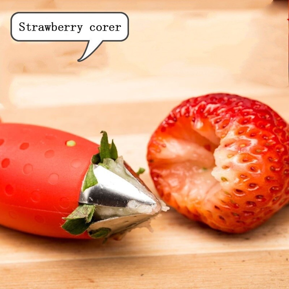 Multi Use Strawberry Stem Remover & Fruit Corer Tool for Quick Kitchen Prep