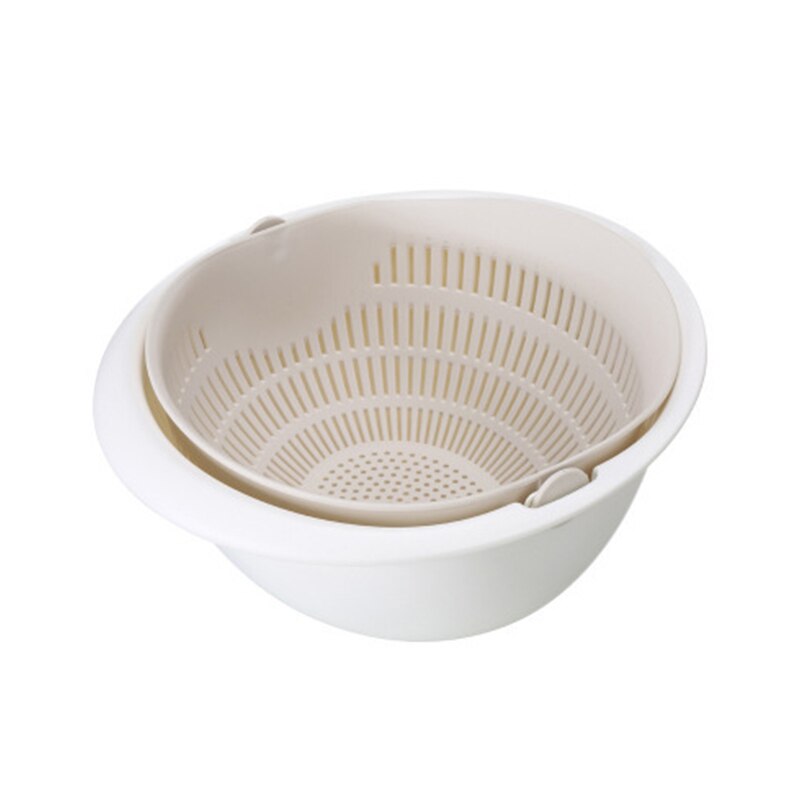 Rotating Fruit Basket Double Layer Draining Basket for Easy Washing and Storage
