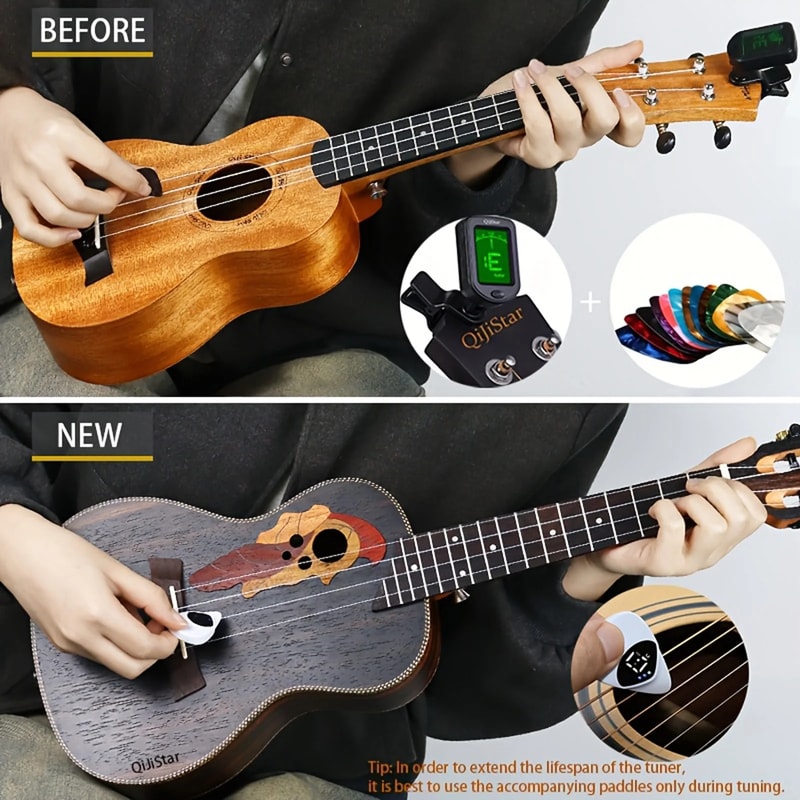 Guitar Tuner Pick Portable Digital Guitar Tuner for Ukulele and Acoustic Players