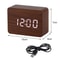 Smart LED Wooden Alarm Clock with Voice Control and Dual Power Display