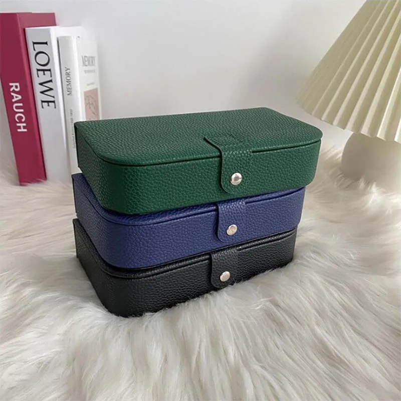 Portable Travel Jewelry Organizer Box Compact PU Leather Storage Case for Rings Necklaces Earrings