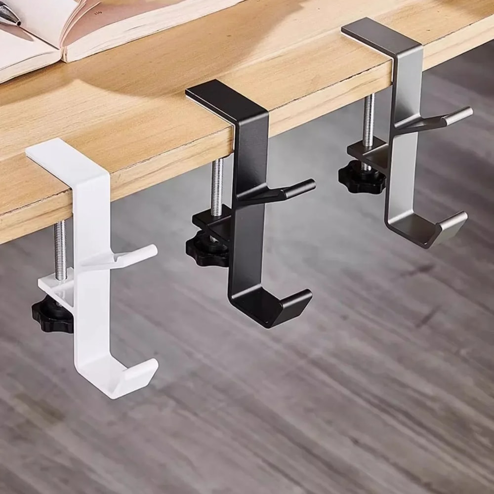 Adjustable Desk Edge Hook Organizer for Headphones Bags Strong Aluminum Clamp