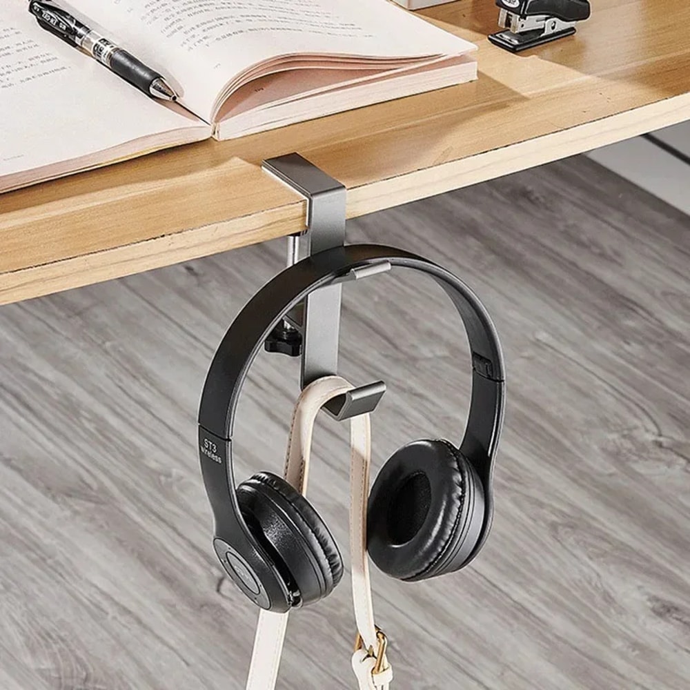 Adjustable Desk Edge Hook Organizer for Headphones Bags Strong Aluminum Clamp
