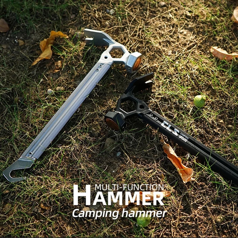 Multifunctional Camping Hammer with Nail Puller Stainless Steel Tent Tool
