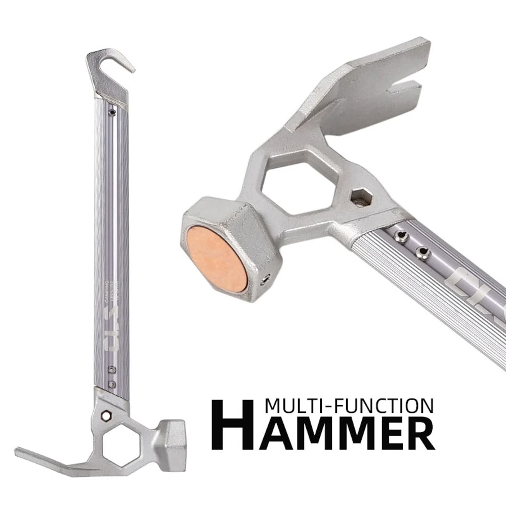 Multifunctional Camping Hammer with Nail Puller Stainless Steel Tent Tool