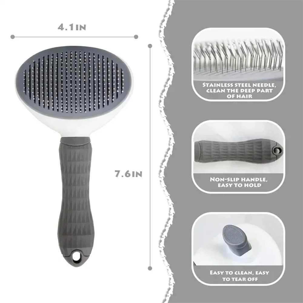 Self Cleaning Pet Brush for Dogs & Cats Gentle Deshedding Grooming Comb