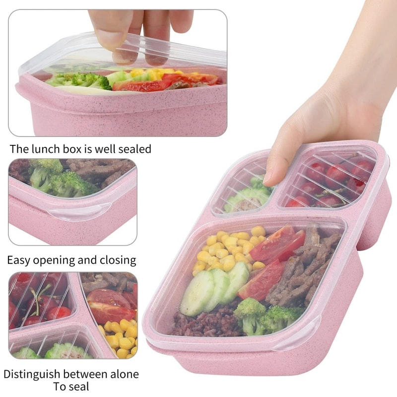 Eco Wheat Straw Bento Lunch Box Set Compartment Meal Prep Containers 1