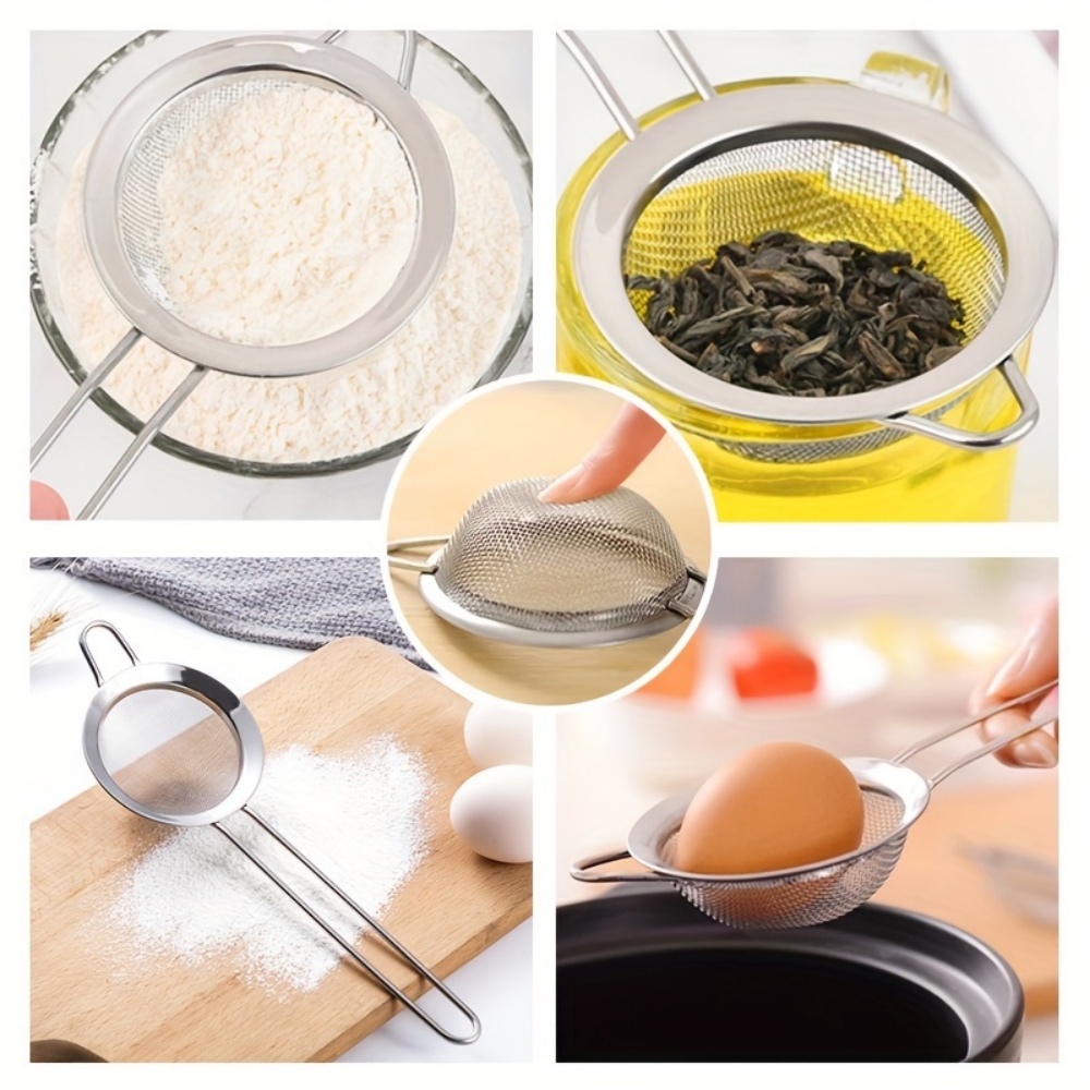 Piece Stainless Steel Flour Sifter Set with Fine Mesh Sieves for Baking & Kitchen Use