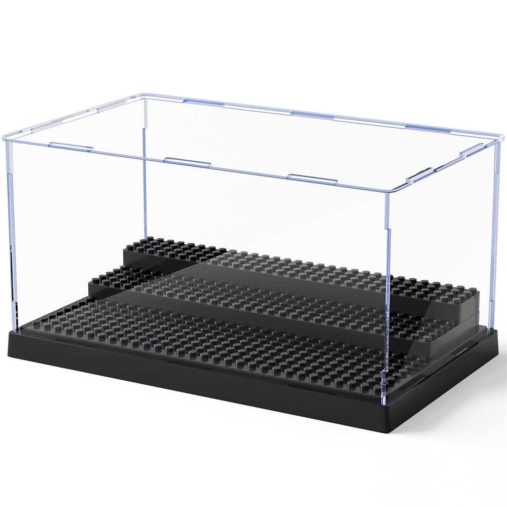 Large Acrylic Display Case with Movable Steps Dustproof Clear Storage for Collectibles