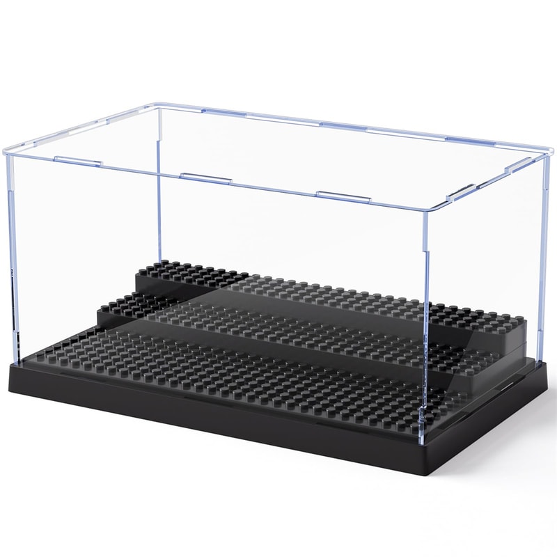 Large Acrylic Display Case with Movable Steps Dustproof Clear Storage for Collectibles