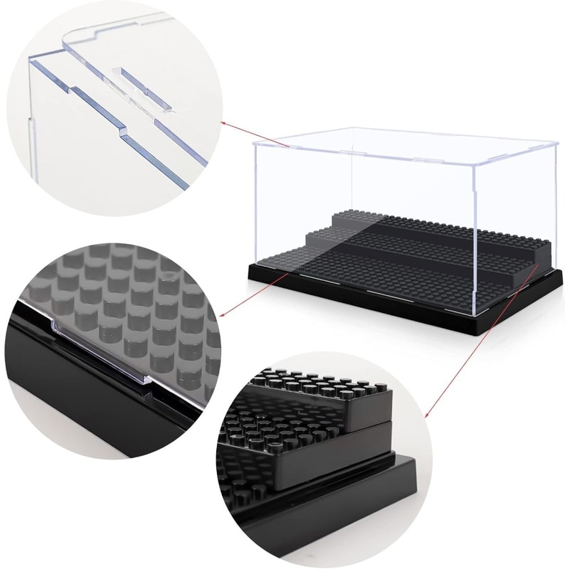 Large Acrylic Display Case with Movable Steps Dustproof Clear Storage for Collectibles